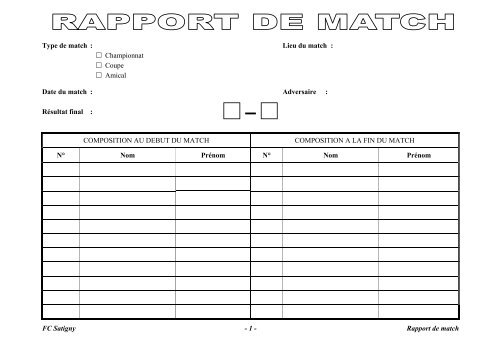 Projet de formation du Mouvement Junior - FC Satigny