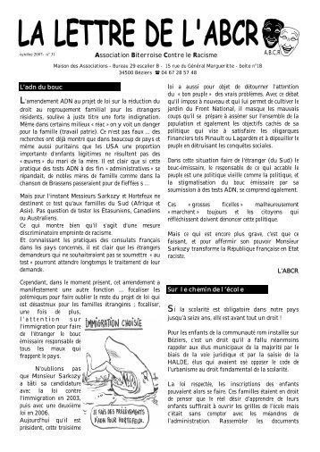 Association Biterroise Contre le Racisme - attac Béziers