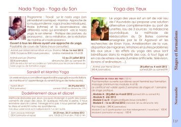 Stages et formations Yoga des Yeux Nada Yoga - Yoga ... - Tapovan