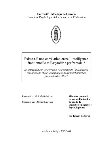 Existe-t-il une corrélation entre l'intelligence émotionnelle ... - Accueil