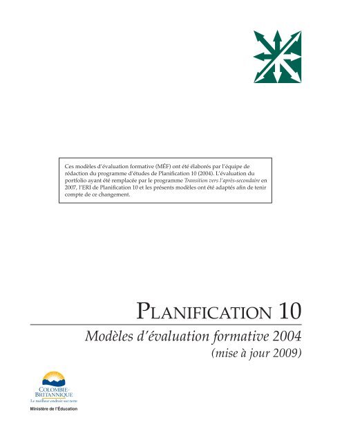 Planification 10, Modèles d'évaluation formative (mise à ... - Education