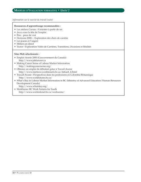 Planification 10, Modèles d'évaluation formative (mise à ... - Education