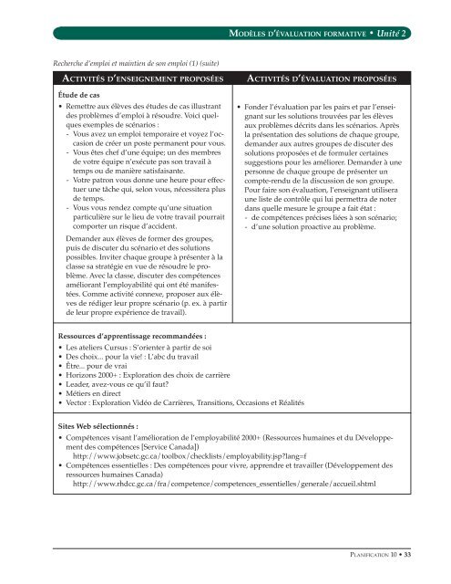 Planification 10, Modèles d'évaluation formative (mise à ... - Education