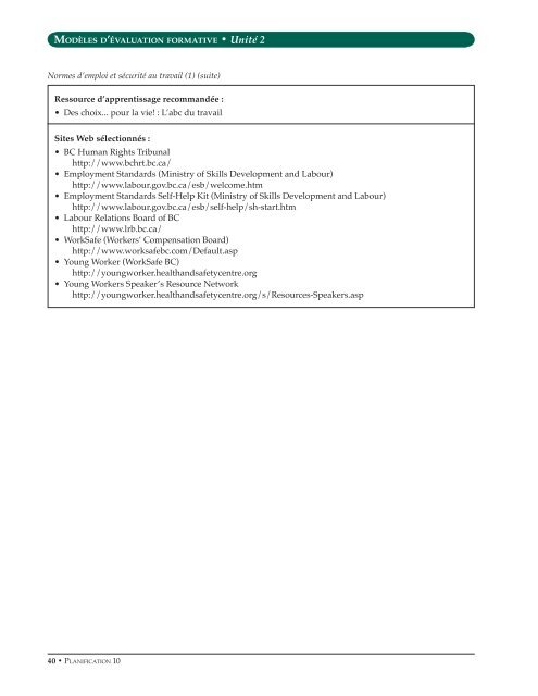 Planification 10, Modèles d'évaluation formative (mise à ... - Education
