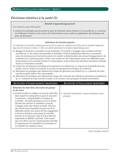 Planification 10, Modèles d'évaluation formative (mise à ... - Education