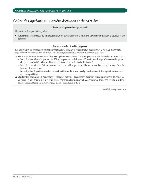 Planification 10, Modèles d'évaluation formative (mise à ... - Education