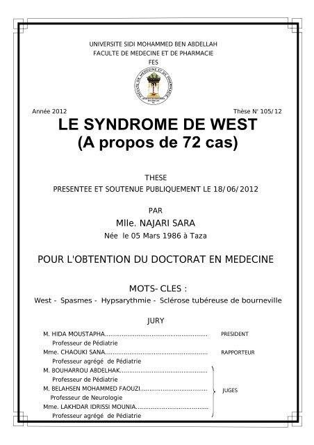 LE SYNDROME DE WEST - Faculté de Médecine et de Pharmacie ...