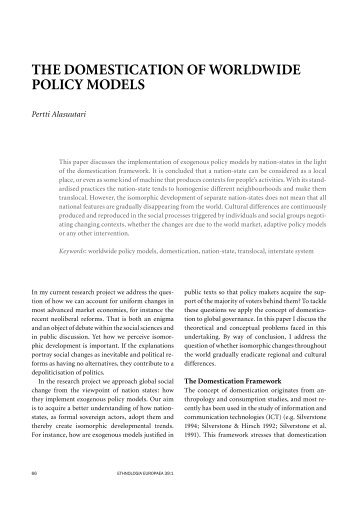 THE DOMESTICATION OF WORLDWIDE POLICY MODELS