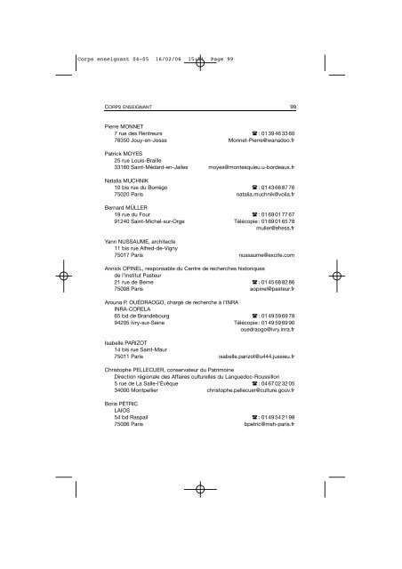 Comptes rendus des cours et conférences de l'EHESS 2004-2005