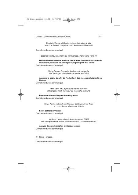 Comptes rendus des cours et conférences de l'EHESS 2004-2005