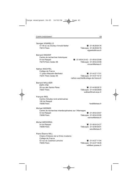 Comptes rendus des cours et conférences de l'EHESS 2004-2005