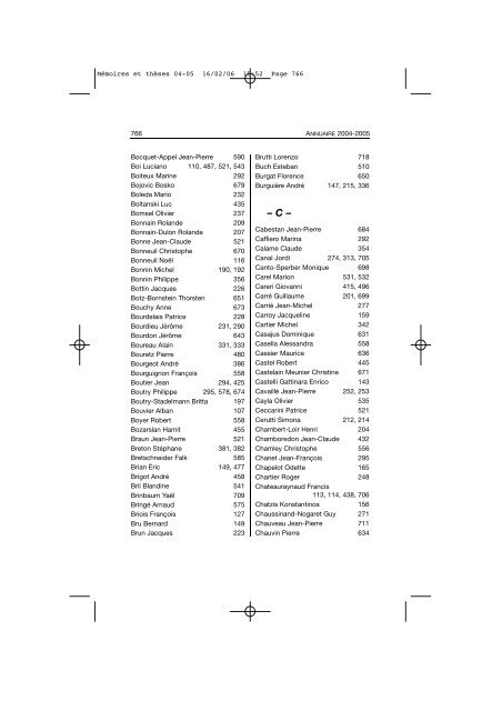 Comptes rendus des cours et conférences de l'EHESS 2004-2005