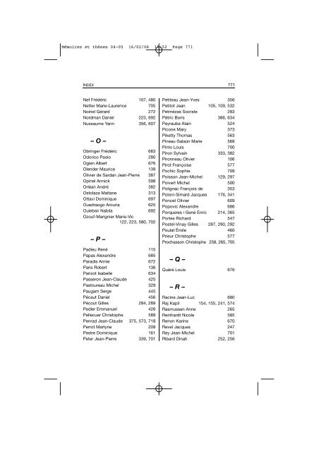 Comptes rendus des cours et conférences de l'EHESS 2004-2005