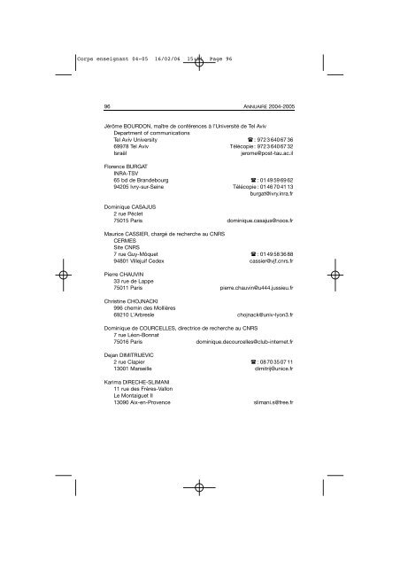 Comptes rendus des cours et conférences de l'EHESS 2004-2005