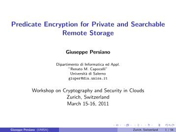 Predicate Encryption for Private and Searchable Remote Storage