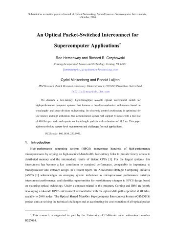 An Optical Packet-Switched Interconnect for Supercomputer ...