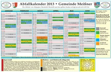 Abfallkalender 2013 • Gemeinde Meißner - Zweckverband ...