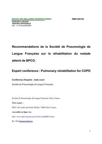 Recommandations de la Société de Pneumologie de ... - Santé Nantes