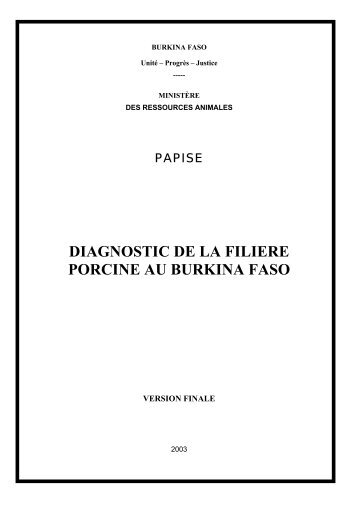 diagnostic de la filiere porcine au burkina faso - Le Hub Rural