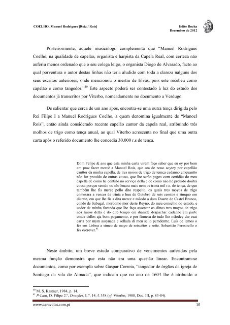 Manuel Rodrigues Coelho - Caravelas - Núcleo de Estudos da ...