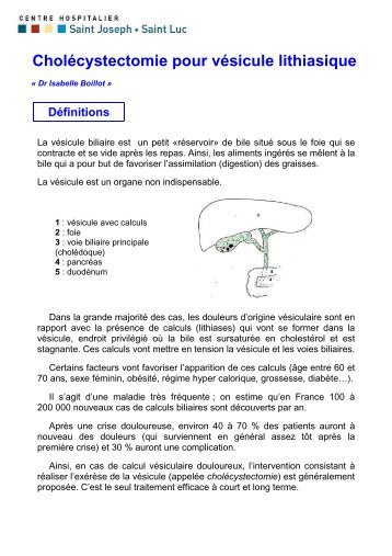 Cholécystectomie pour vésicule lithiasique