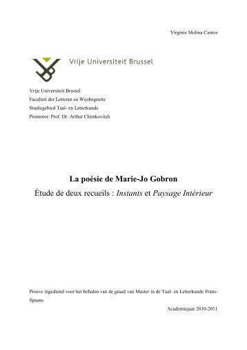 La poésie de Marie-Jo Gobron Étude de deux recueils : Instants et ...