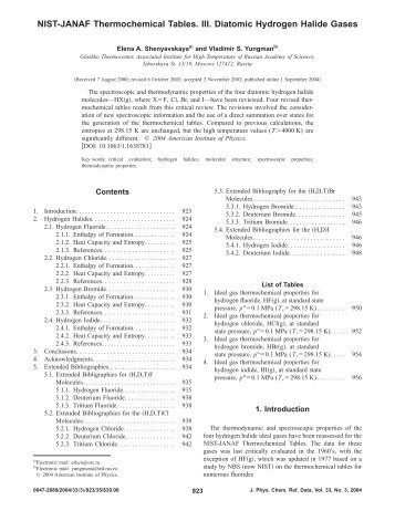 NIST-JANAF Thermochemical Tables. III. Diatomic Hydrogen Halide ...