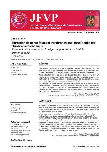 Extraction de corps étranger intrabronchique chez l'adulte par ...