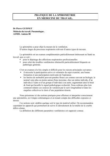 Dossier du Dr P. GUISNET - Alsace santé au travail