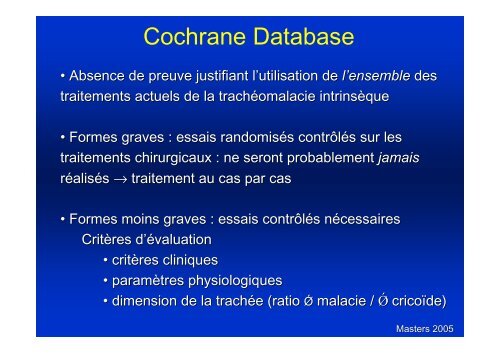 Prise en charge de la trachéo et bronchomalacie