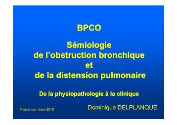 BPCO Sémiologie de l'obstruction bronchique te ... - Kiné respiratoire