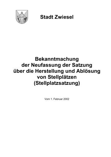 Stellplatzsatzung - Zwiesel