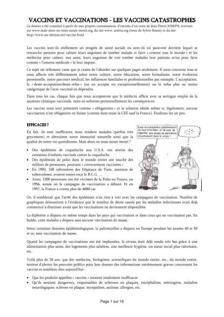 Vaccins Et Vaccinations Jpchapuis Net