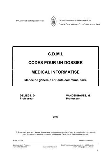 c.d.m.i. codes pour un dossier medical informatise - Sesa - UCL