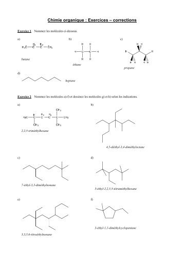 Chimie organique : Exercices – corrections - rpn
