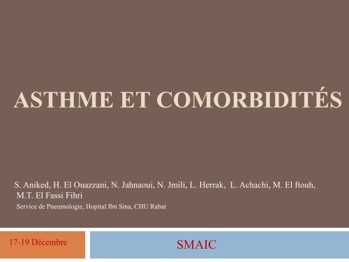 L'ASTHME ET COMORBIDITÉS - Société Marocaine d'Allergologie ...