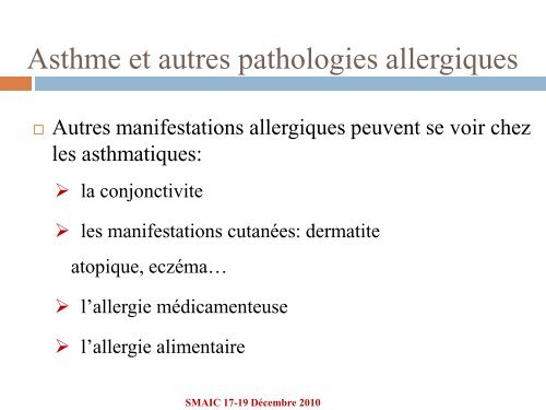 L'ASTHME ET COMORBIDITÉS - Société Marocaine d'Allergologie ...