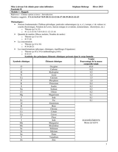 Fasicule #1 - Rappels