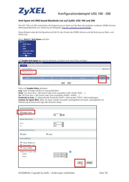 Konfigurationsbeispiel USG 100 - 200 - ZyXEL