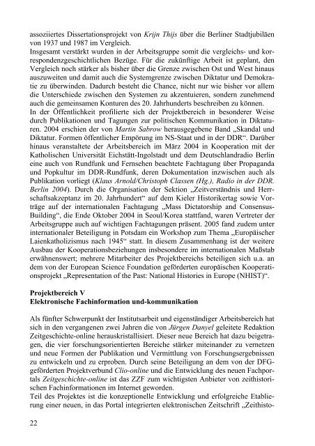Tätigkeitsbericht 2004-05 (PDF) - Zentrum für Zeithistorische ...
