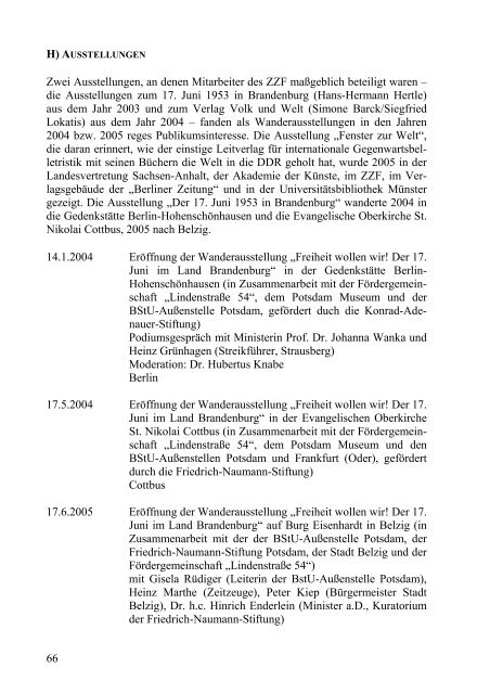 Tätigkeitsbericht 2004-05 (PDF) - Zentrum für Zeithistorische ...