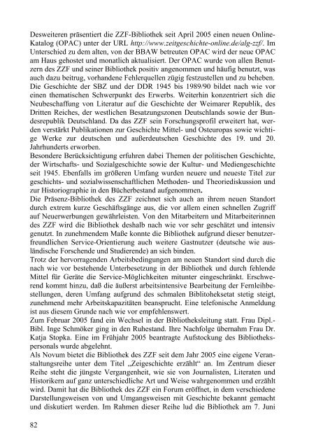 Tätigkeitsbericht 2004-05 (PDF) - Zentrum für Zeithistorische ...