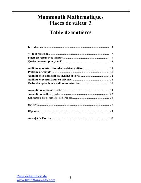 Mammouth Mathematiques Places de valeur 3 - Math Mammoth