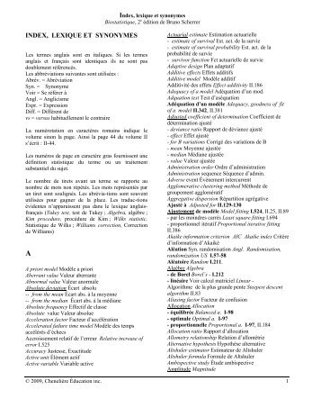 INDEX, LEXIQUE ET SYNONYMES - Chenelière Éducation