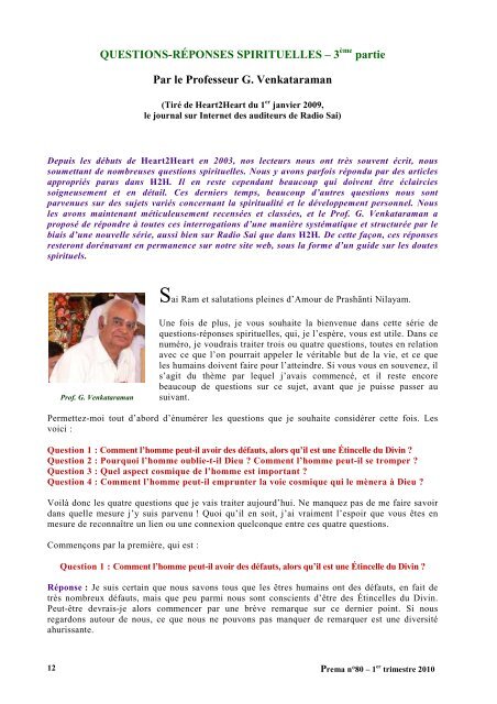 Prema - La revue de l'Organisation Sathya Sai France