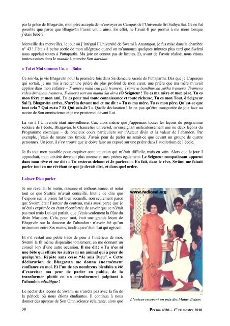 Prema - La revue de l'Organisation Sathya Sai France