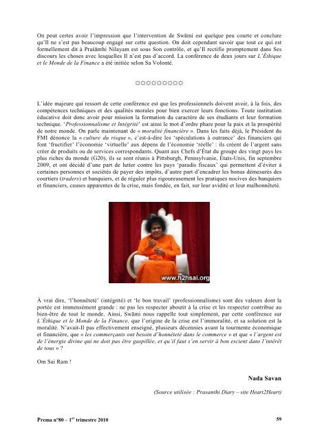 Prema - La revue de l'Organisation Sathya Sai France