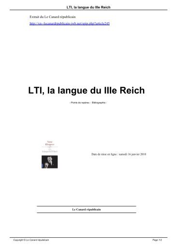 LTI, la langue du IIIe Reich - Le Canard républicain