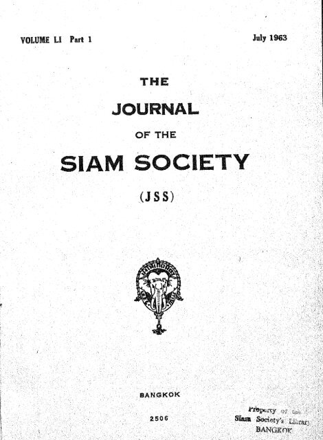 The Journal of the Siam Society Vol. LI, Part 1-2, 1963 - Khamkoo