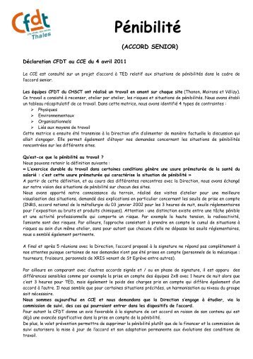 le texte de la déclaration au CCE du 4 avril - CFDT THALES